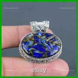Copper Sodalite Stone Sterling Silver Vintage Handcrafted Unique Pendant Jewelry