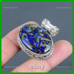 Copper Sodalite Stone Sterling Silver Vintage Handcrafted Unique Pendant Jewelry