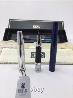 Cross Century II Sterling Silver Translucent Blue Lacquer Fountain Pen F Nib VTG