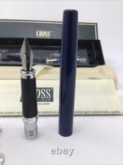 Cross Century II Sterling Silver Translucent Blue Lacquer Fountain Pen F Nib VTG