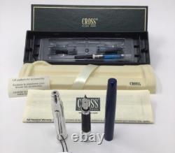 Cross Century II Sterling Silver Translucent Blue Lacquer Fountain Pen F Nib VTG