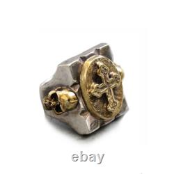 Cross Jesus Mexican ring sterling silver 925 brass Biker Skull Vintage Christ