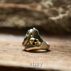 Cross Jesus Mexican ring sterling silver 925 brass Biker Skull Vintage Christ