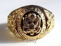 Customize US Army Vintage Men's Aggie Ring Military Ring 14k Yellow Gold Finish