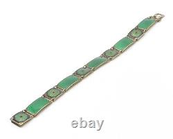 DAVID ANDERSEN NORWAY 925 Silver Vintage Rare Enamel Chain Bracelet BT6536