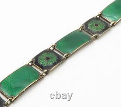 DAVID ANDERSEN NORWAY 925 Silver Vintage Rare Enamel Chain Bracelet BT6536