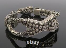 DESIGNER 925 Silver Vintage Double-Strand Wheat Link Chain Bracelet BT3481