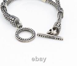 DESIGNER 925 Silver Vintage Double-Strand Wheat Link Chain Bracelet BT3481