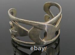 DESIGNER 925 Sterling Silver Vintage Cutout Pattern Cuff Bracelet BT3479