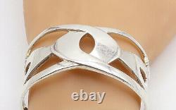 DESIGNER 925 Sterling Silver Vintage Shiny Open Design Cuff Bracelet BT3054