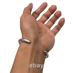 Dean Sandoval Jr Thick Hand Tooled Vintage Navajo Sterling Silver Bracelet