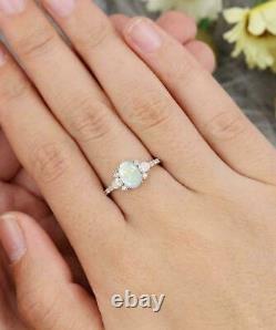 Delicate 2.40Ct Oval Cut Fire Opal Solitaire Engagement Ring 14K Rose Gold Over