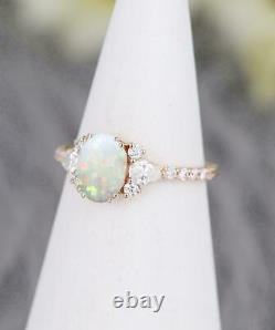 Delicate 2.40Ct Oval Cut Fire Opal Solitaire Engagement Ring 14K Rose Gold Over