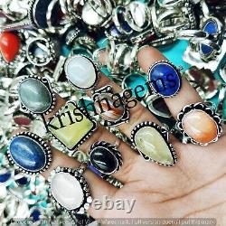 Druzy & Mix Gemstone Wholesale Rings Lot 925 Sterling Silver Plated Jewelry LL-5
