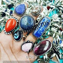 Druzy & Mix Gemstone Wholesale Rings Lot 925 Sterling Silver Plated Jewelry LL-5