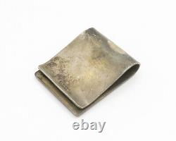 ED WIENER 925 Sterling Silver Vintage Oxidized Star Detail Money Clip TR2081