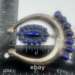 ERB Navajo Sterling Silver BLUE Lapis Lazuli Naja Necklace Ernest Roy Begay Vtg