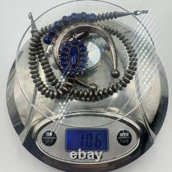 ERB Navajo Sterling Silver BLUE Lapis Lazuli Naja Necklace Ernest Roy Begay Vtg