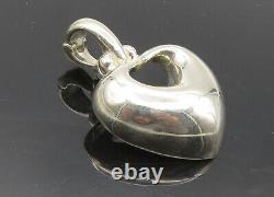 ESPO 925 Sterling Silver Vintage Shiny Love Heart Dome Drop Pendant PT7874