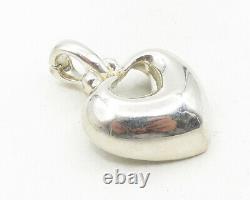 ESPO 925 Sterling Silver Vintage Shiny Love Heart Dome Drop Pendant PT7874