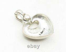 ESPO 925 Sterling Silver Vintage Shiny Love Heart Dome Drop Pendant PT7874