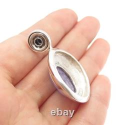 ESPO SIG Joseph Esposito Sterling Vintage Amethyst Flower Modernist Snap Pendant