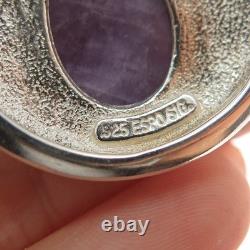 ESPO SIG Joseph Esposito Sterling Vintage Amethyst Flower Modernist Snap Pendant