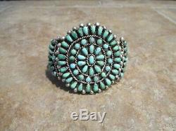 EXUBERANT Vintage Zuni Sterling Silver PETIT POINT Turquoise Cluster Bracelet