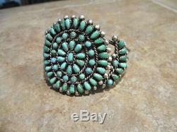 EXUBERANT Vintage Zuni Sterling Silver PETIT POINT Turquoise Cluster Bracelet