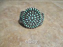 EXUBERANT Vintage Zuni Sterling Silver PETIT POINT Turquoise Cluster Bracelet