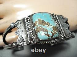 Early Vintage Navajo 8 Turquoise Sterling Silver Bracelet