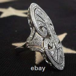 Edwardian Engagement Open Work Filigree Ring 2.3 Ct Diamond 14K White Gold Over