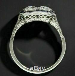 Edwardian Vintage & Antique Wedding Sapphire Ring 14k White Gold Fn 4 Ct Diamond