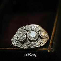 Edwardian Vintage Art Deco Engagement Wedding Ring 2.5 Ct Diamond 14k Gold Over