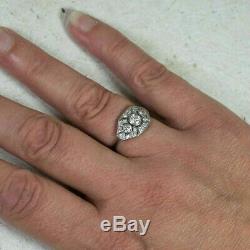 Edwardian Vintage Art Deco Engagement Wedding Ring 2.5 Ct Diamond 14k Gold Over