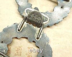 Elegant Antique 2-Piece Sterling Silver Floral Wreath Clasp Belt Buckle Signed