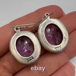 Elegant Vintage 925 Sterling Silver Drop Earrings with Alexandrite Gem