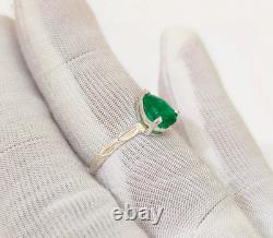 Emerald Engagement Rings lab created Pear Cut Ring 925 Sterling Silver Ring