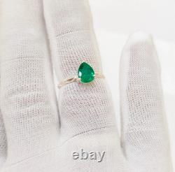 Emerald Engagement Rings lab created Pear Cut Ring 925 Sterling Silver Ring