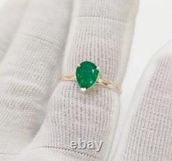 Emerald Engagement Rings lab created Pear Cut Ring 925 Sterling Silver Ring