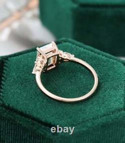 Emerald diamond vintage Unique Marquise Cluster Rose silver ring Lab Created