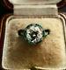 Engagement Vintage 2.6ct Diamond Art Deco Sapphire 14k White Gold Over Halo Ring