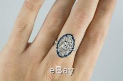 Engagement Wedding Ring Vintage Art Deco 1.4Ct Round Diamond 925 Sterling Silver