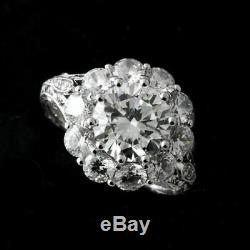 Engagement Wedding Ring Vintage Retro 2.1 Ct Round Diamond 14k White Gold Plated