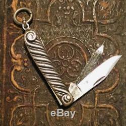 Engraved Sterling Silver knife fob pendant chatelaine Nouveau Deco. Antique #2