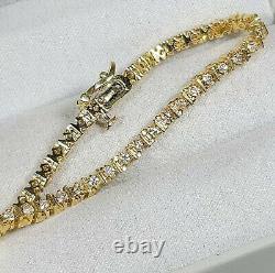 Estate Vintage 14K Yellow Gold Over 8 Ct Ladies Diamond Tennis Bracelet 7.5 inch