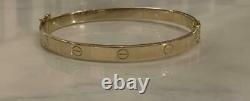 Estate Vintage 18K Yellow Gold Over Love Bangle Mens/Women's 7.5 Fine Bracelet