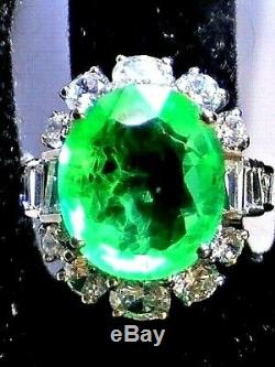 Estate Vintage HUGE 14.50CT Earth Mined EMERALD Sapphire Ring 925 14K SIZE 5.75