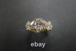 Estate Vintage Oval Marquise Diamond Engagement Wedding Ring 14k Gold Over