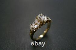Estate Vintage Oval Marquise Diamond Engagement Wedding Ring 14k Gold Over